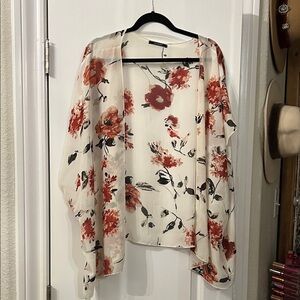 Swatch Floral Sheer Kimono - Red and Black